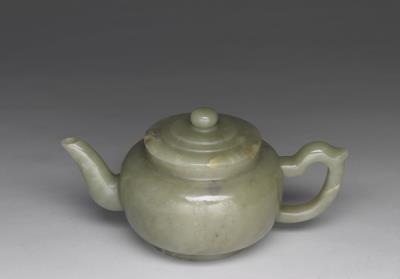 图片[2]-Jade teapot inscribed with poem, Qing dynasty (1644-1911)-China Archive